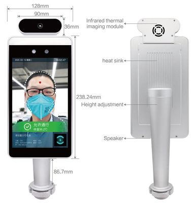 La caméra thermique IP65 de reconnaissance des visages fixée au mur imperméabilisent la largeur de 128mm