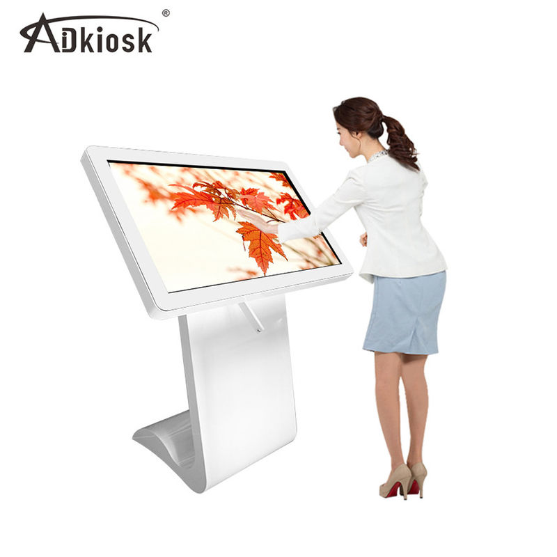 OS interactif blanc d'Android d'écran du support LED de plancher du kiosque 49inch 180W d'écran tactile